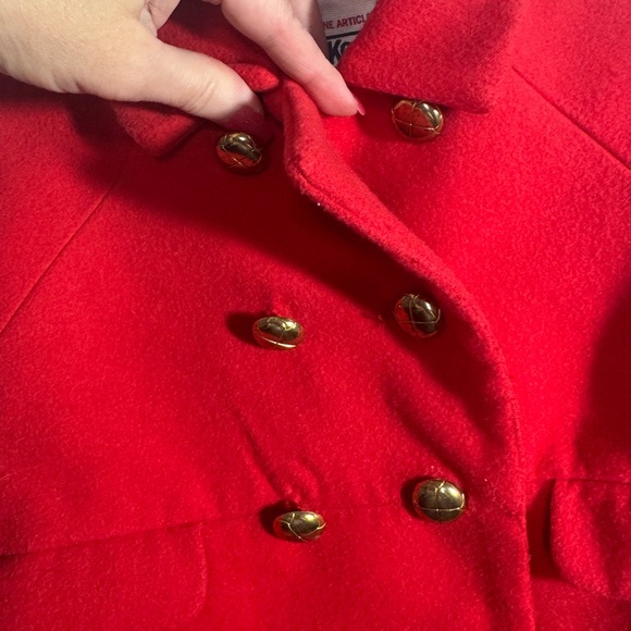 Dressy! OshKosh B'gosh Bright Red Pea Coat for Girls 3T - Picture 3 of 4
